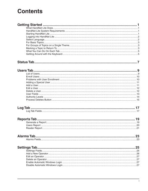 HandNet Lite Manual - Security Technologies