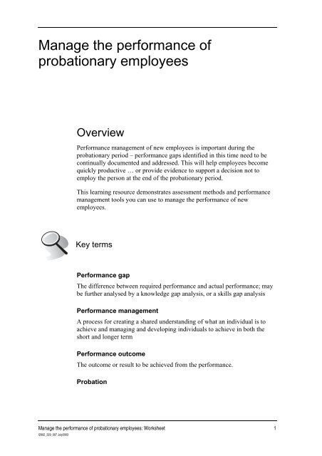Probation worksheet - PDF - Flexible Learning Toolboxes