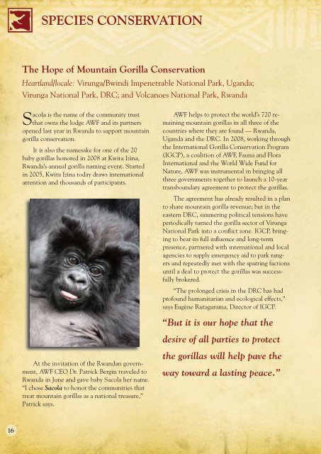 Annual Report 2008 - African Wildlife Foundation