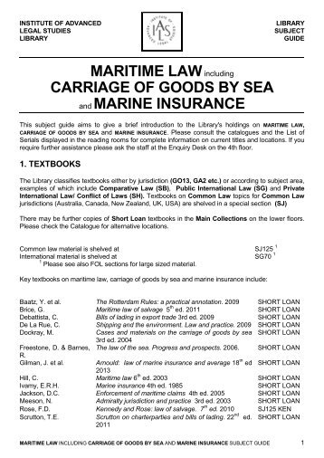 maritime law - Institute of Advanced Legal Studies