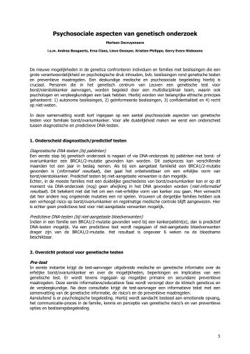 Psychosociale aspecten van genetisch onderzoek - UZ Leuven