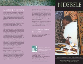 Ndebele - National African Language Resource Center