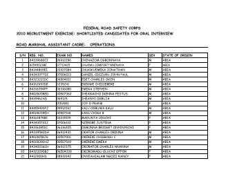 2010 RECRUITMENT EXERCISE ... - Hot Nigerian Jobs