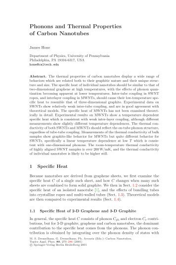 Phonons and Thermal Properties of Carbon Nanotubes - James Hone