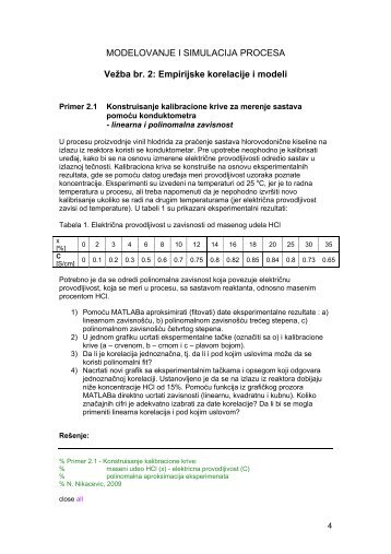 MODELOVANJE I SIMULACIJA PROCESA VeÅ¾ba br. 2: Empirijske ...