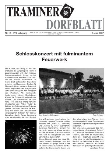 Schlosskonzert mit fulminantem Feuerwerk - Traminer Dorfblatt