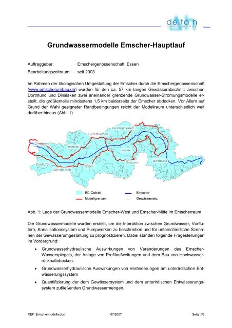 Grundwassermodelle Emscher-Hauptlauf - delta h