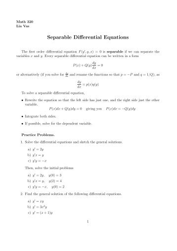 Separable Differential Equations