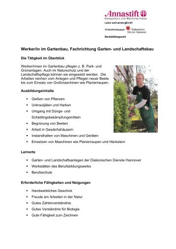 Werker/in im Gartenbau, Fachrichtung Garten- und Landschaftsbau