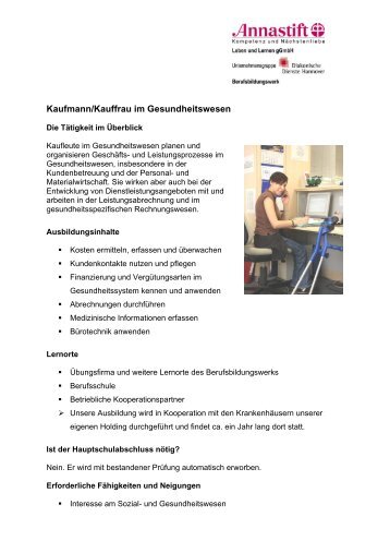 Kaufmann/Kauffrau im Gesundheitswesen - annastift ...