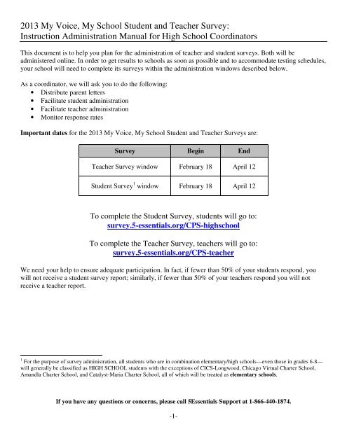 2013 My Voice My School Student And Teacher Survey Uchicago 2013 My Voice My School Student And Teacher Survey Uchicago