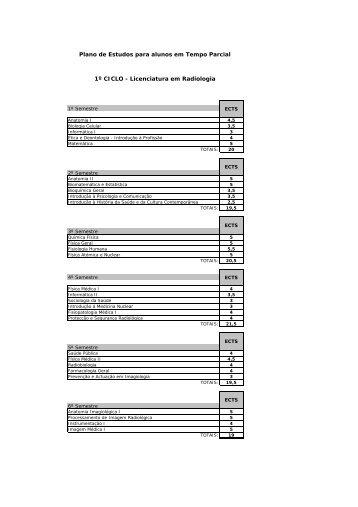 Plano de Estudos para alunos em Tempo Parcial 1Âº CICLO ...