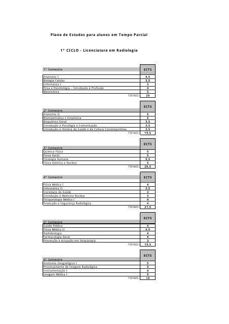 Plano de Estudos para alunos em Tempo Parcial 1Âº CICLO ...