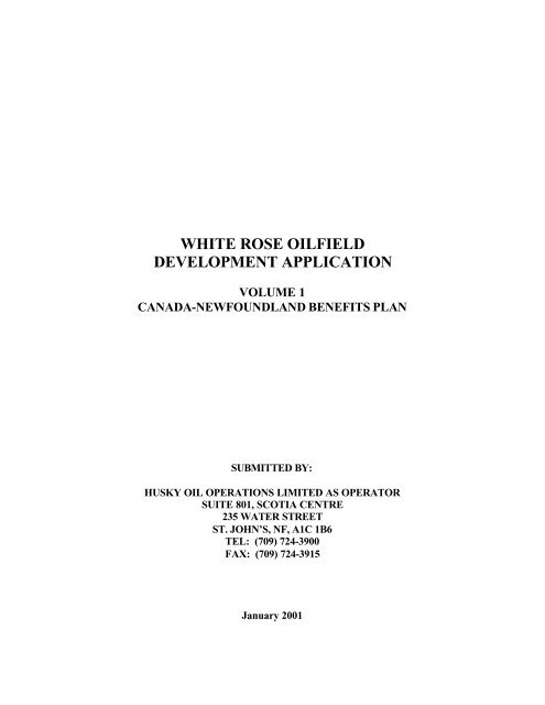 white rose oilfield development application - Canada-Newfoundland ...