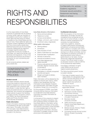 RIGHTS AND RESPONSIBILITIES - Iowa State University