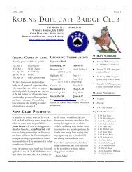 ROBINS DUPLICATE BRIDGE CLUB - Bridge Score