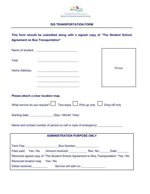 to download the transportation form and student - school bus ...