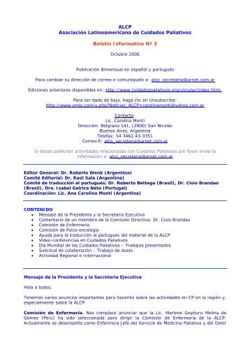 Boletín Informativo Nº 3 - Asociación Latinoamericana de Cuidados ...