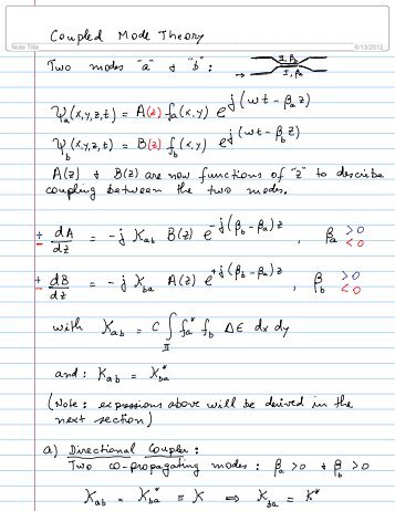 Coupled Mode Theory