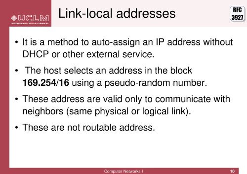 Computer Networks I IP addressing