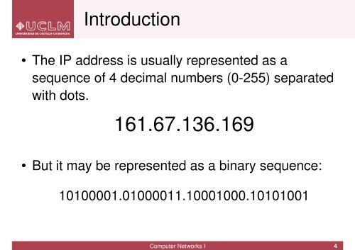 Computer Networks I IP addressing