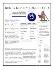 ROBINS DUPLICATE BRIDGE CLUB - Bridge Score