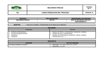 RECURSOS FÃSICOS NA CARACTERIZACION DEL PROCESO