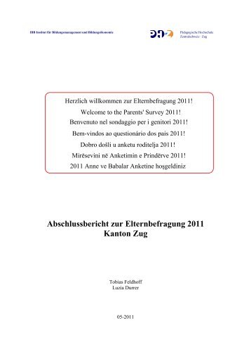 Abschlussbericht zur Elternbefragung 2011 Kanton Zug