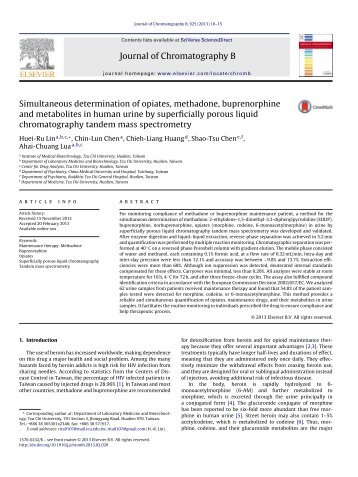 Simultaneous determination of opiates, methadone, buprenorphine ...