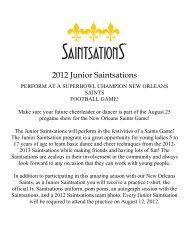 2012 Junior Saintsations - New Orleans Saints