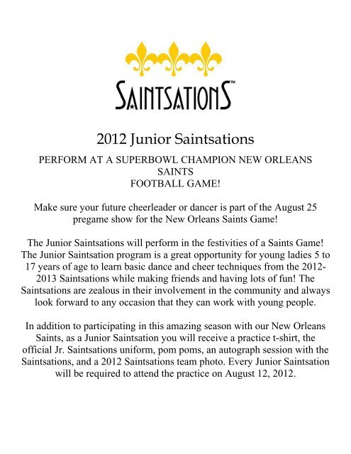 2012 Junior Saintsations New Orleans Saints<script async src=