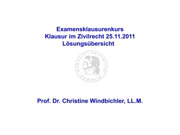 Examensklausurenkurs Klausur im Zivilrecht 25.11.2011 ...