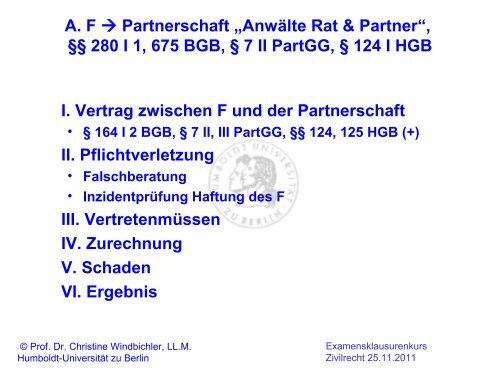 Examensklausurenkurs Klausur im Zivilrecht 25.11.2011 ...