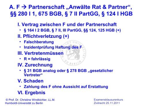 Examensklausurenkurs Klausur im Zivilrecht 25.11.2011 ...