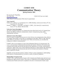 COMST 1530 Communication Theory - Youngstown State University