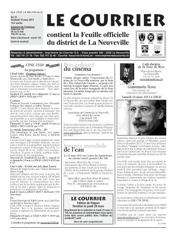 No 10 - 15 mars - Imprimerie du Courrier, La Neuveville