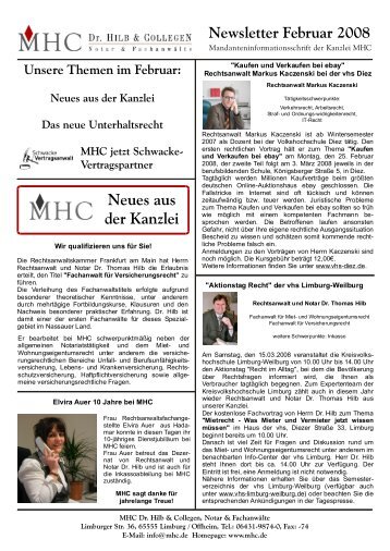 Neues aus der Kanzlei - bei MHC