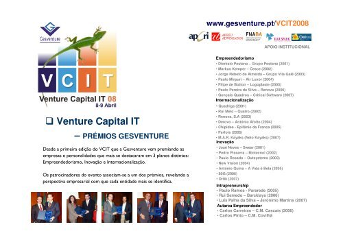 Apresentação do 8º VCIT - Gesventure