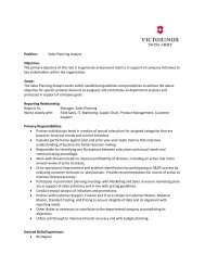 Position: Sales Planning Analyst Objective: The primary ... - Victorinox