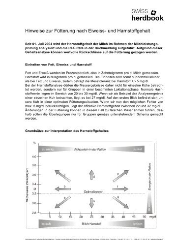 Hinweise zur Fütterung - Swissherdbook