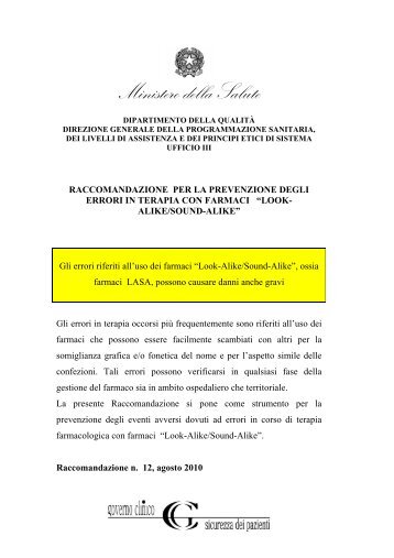 Prevenzione degli errori in terapia con farmaci - IPASVI - La Spezia