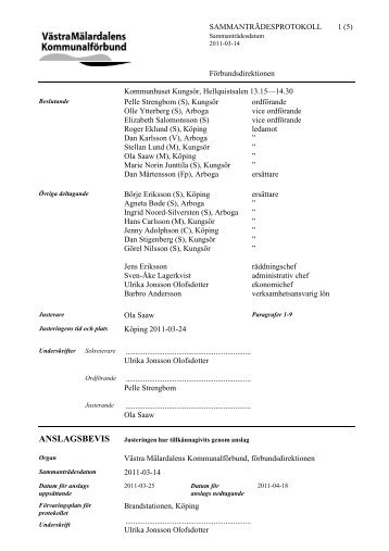 Protokoll frÃ¥n direktionens sammantrÃ¤de_ 110314.pdf - VÃ¤stra ...