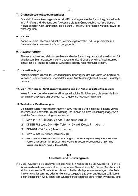 Allgemeine EntwÃ¤sserungssatzung - Verbandsgemeinde Cochem