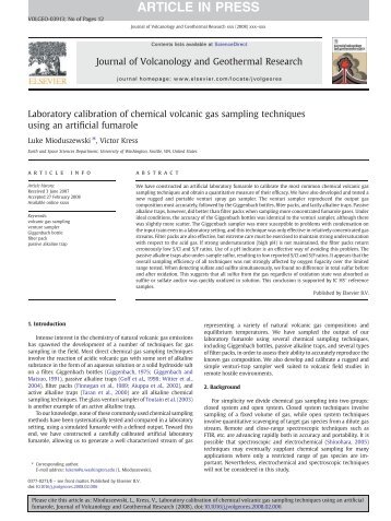 Calibration of chemical volcanic gas sampling techniques using an ...