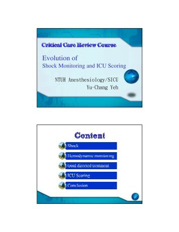 Evolution of Shock Monitoring and ICU Scoring