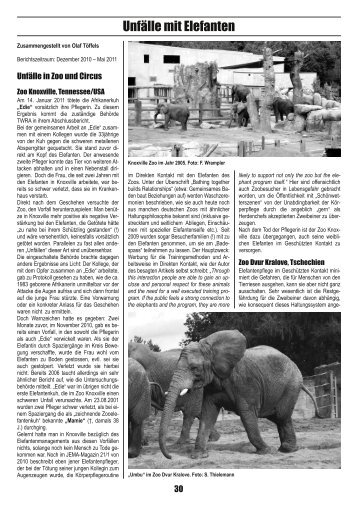 UnfÃ¤lle mit Elefanten â Dezember 2010 â Mai 2011