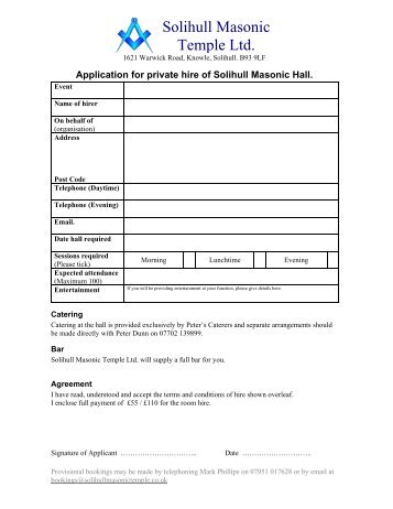 PDF Booking form - MasterMason.com