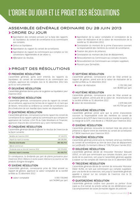 Rapport annuel - Euro Investipierre 1 - 2012 - BNP Paribas REIM