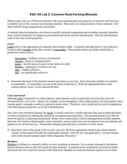 Common Rock-Forming Minerals - Earth and Space Sciences