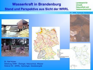 Wasserkraft in Brandenburg. Stand und Perspektive aus Sicht - LUGV